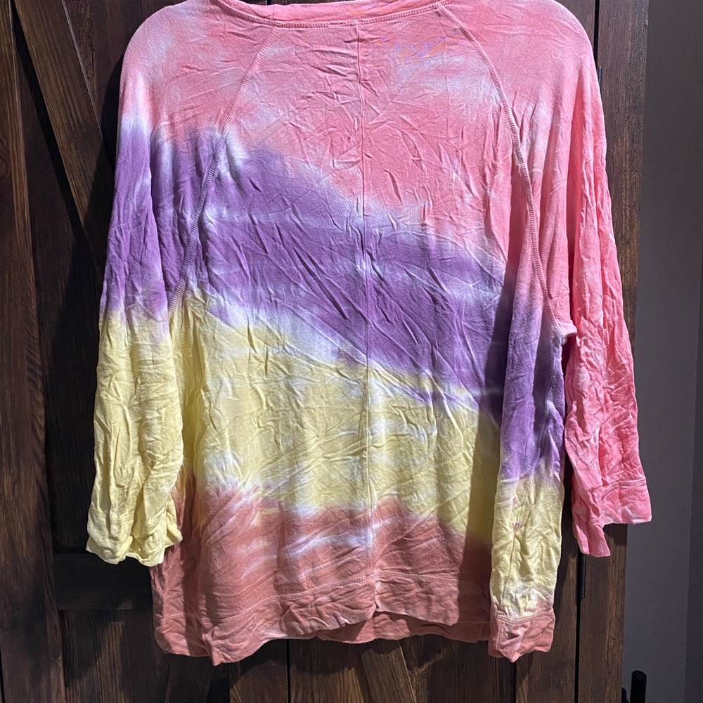 cable gauge petite Size PXL Dye Multi Color Blouse t-shirt 3/4 Sleeve Pullover - Picture 6 of 6